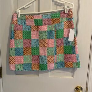 Vineyard Vines Pink and Green Patchwork Skirt size 12 bnwt